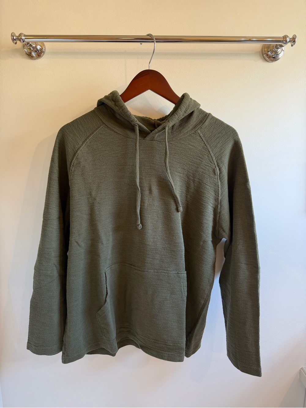 Goodthreads Olive Hooded Waffle-Knit Pullover